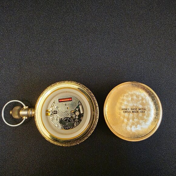 Vintage 70's Sears Roebuck Pocket Watch Stag / Floral Swiss Made - Picture 8 of 13